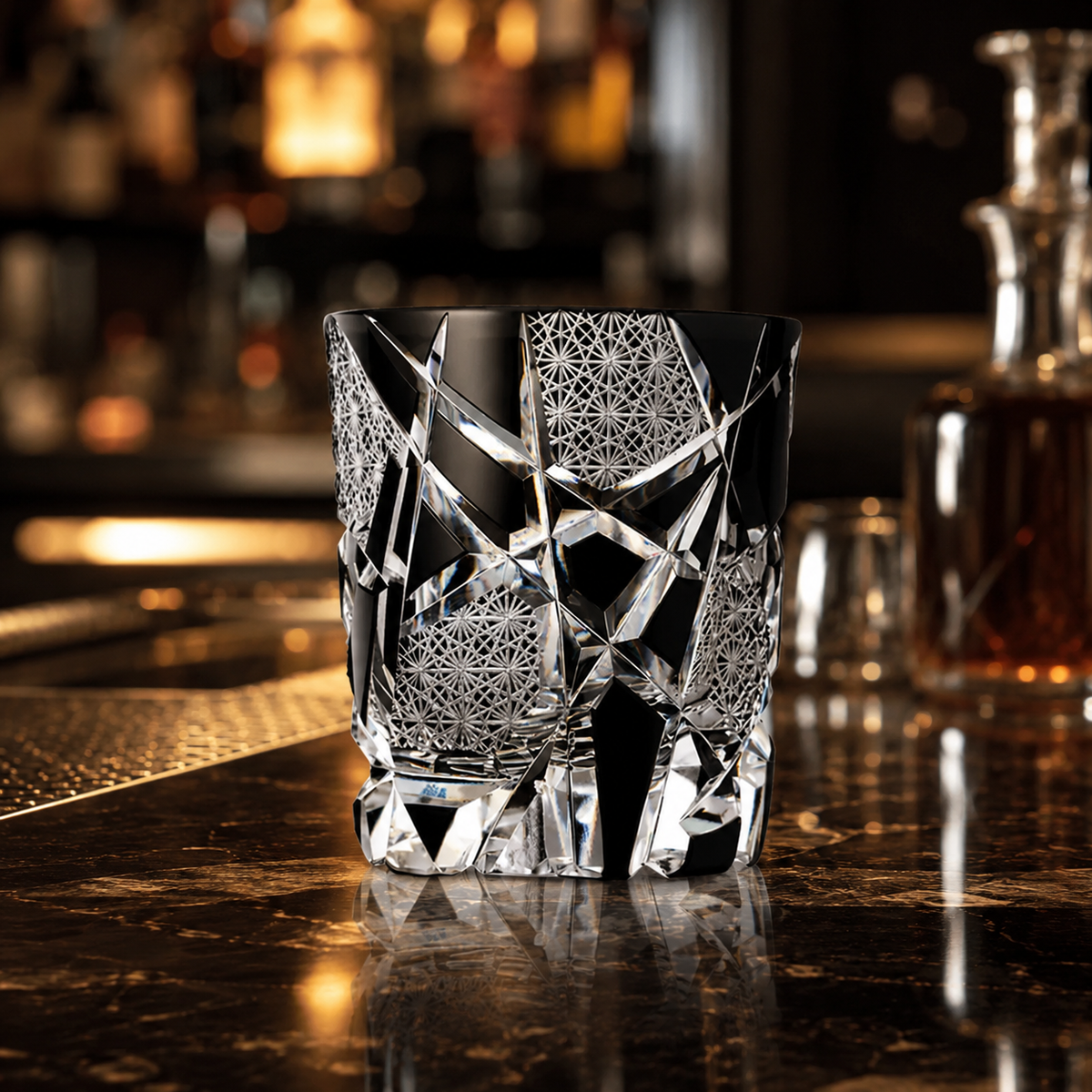Dark Ragnarok Edo Kiriko Whisky Glass | Black Japanese Crystal Tumbler - Product image 2