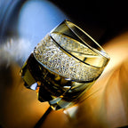 Handcrafted Edo Kiriko Obsidian Lightning whisky glass, Japanese cut crystal tumbler by Viko