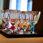 Handcrafted Edo Kiriko Crystal Prism wine glass, Japanese cut crystal stemware by Viko