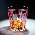 Handcrafted Edo Kiriko Ruby Agave whisky glass, Japanese cut crystal tumbler by Viko