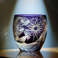 Handcrafted Edo Kiriko Majestic Dragon whisky glass, Japanese cut crystal tumbler by Viko