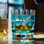 Handcrafted Edo Kiriko Kiku Suji whisky glass, Japanese cut crystal tumbler by Viko
