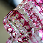 Handcrafted Edo Kiriko Ruby Aurora whisky glass, Japanese cut crystal tumbler by Viko
