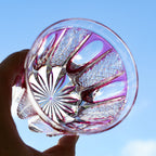 Handcrafted Edo Kiriko Ruby Agave whisky glass, Japanese cut crystal tumbler by Viko