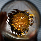 Handcrafted Edo Kiriko Inkstone Flame whisky glass, Japanese cut crystal tumbler by Viko