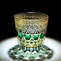 Handcrafted Edo Kiriko Emerald Fluorite whisky glass, Japanese cut crystal tumbler by Viko