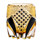 Handcrafted Edo Kiriko Imperial Dark Knight whisky glass, Japanese cut crystal tumbler by Viko