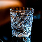Handcrafted Edo Kiriko Hana Blossom whisky glass, Japanese cut crystal tumbler by Viko