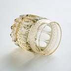 Handcrafted Edo Kiriko Amber Celestial whisky glass, Japanese cut crystal tumbler by Viko