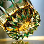Handcrafted Edo Kiriko Emerald Prism whisky glass, Japanese cut crystal tumbler by Viko