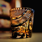 Handcrafted Edo Kiriko Soaring Dragon whisky glass, Japanese cut crystal tumbler by Viko