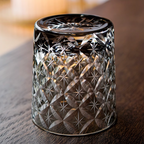 Handcrafted Edo Kiriko Asanoha Star whisky glass, Japanese cut crystal tumbler by Viko