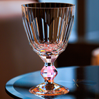 Handcrafted Edo Kiriko Crystal Prism wine glass, Japanese cut crystal stemware by Viko