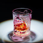 Handcrafted Edo Kiriko Ruby Nocturne whisky glass, Japanese cut crystal tumbler by Viko