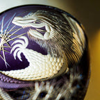 Handcrafted Edo Kiriko Majestic Dragon whisky glass, Japanese cut crystal tumbler by Viko