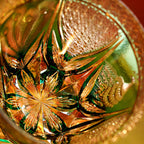 Handcrafted Edo Kiriko Emerald Peacock whisky glass, Japanese cut crystal tumbler by Viko