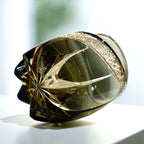 Handcrafted Edo Kiriko Obsidian Lightning whisky glass, Japanese cut crystal tumbler by Viko