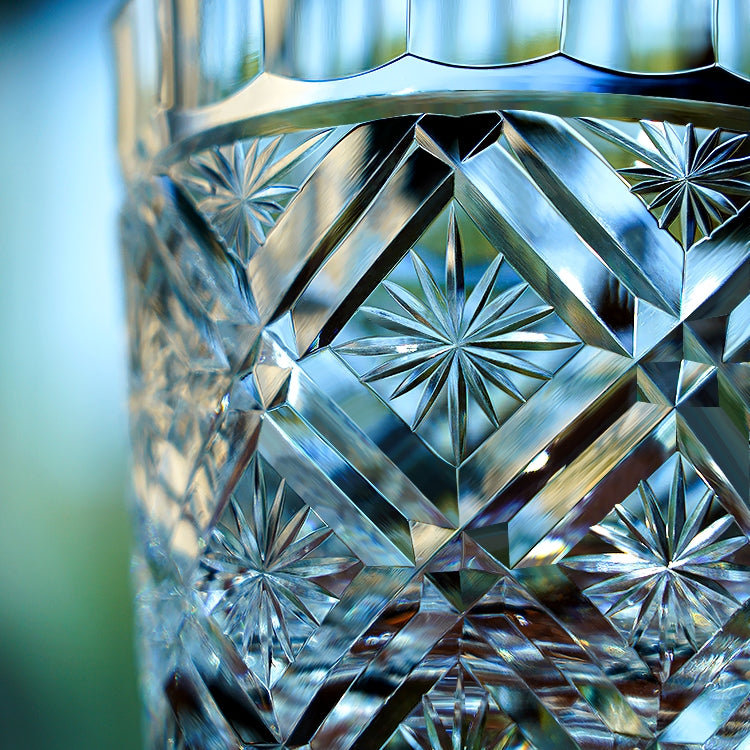 Handcrafted Edo Kiriko Hana Blossom whisky glass, Japanese cut crystal tumbler by Viko