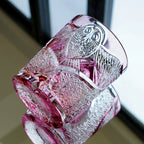 Handcrafted Edo Kiriko Ruby Nocturne whisky glass, Japanese cut crystal tumbler by Viko