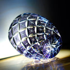 Handcrafted Edo Kiriko Violet Shippo whisky glass, Japanese cut crystal tumbler by Viko