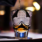 Handcrafted Edo Kiriko Club Crest whisky glass, Japanese cut crystal tumbler by Viko