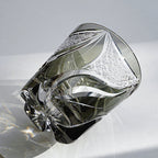 Handcrafted Edo Kiriko Inkstone Flame whisky glass, Japanese cut crystal tumbler by Viko