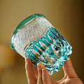 Handcrafted Edo Kiriko Aokiku whisky glass, Japanese cut crystal tumbler by Viko