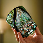 Handcrafted Edo Kiriko Green Serpent whisky glass, Japanese cut crystal tumbler by Viko
