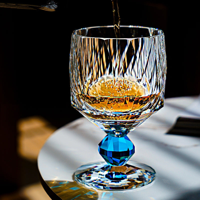 Handcrafted Edo Kiriko Crystal Prism whisky glass, Japanese cut crystal tumbler by Viko