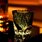Handcrafted Edo Kiriko Green Serpent whisky glass, Japanese cut crystal tumbler by Viko