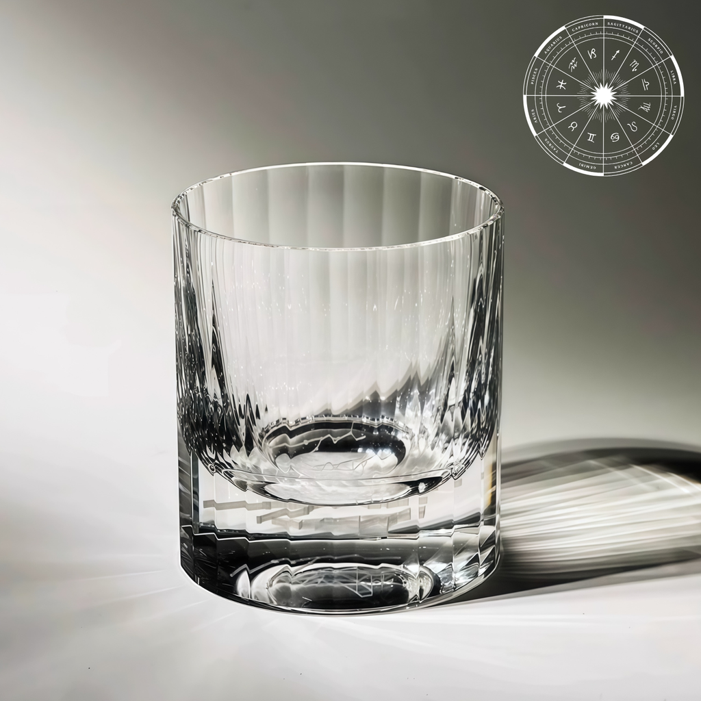 Handcrafted Edo Kiriko Zodiac Constellation whisky glass, Japanese cut crystal tumbler by Viko