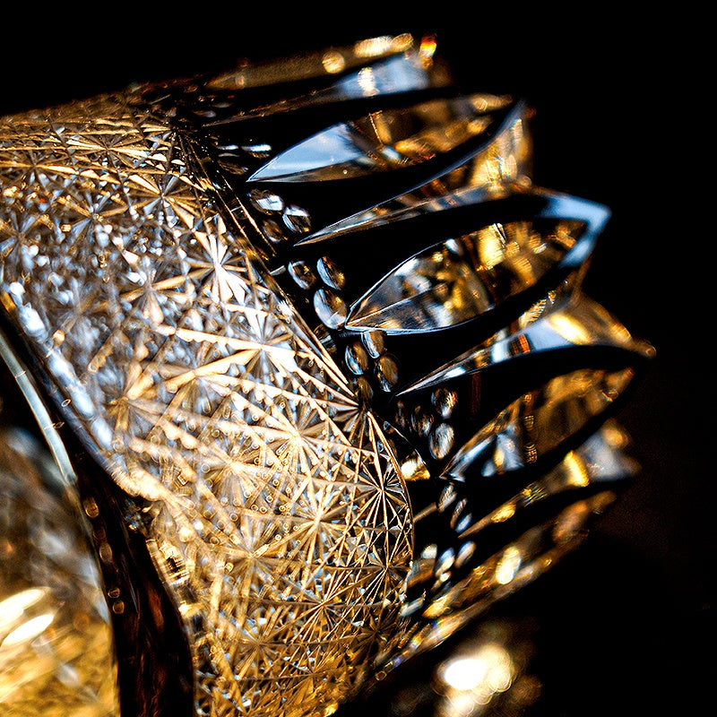 Handcrafted Edo Kiriko Kurokiku whisky glass, Japanese cut crystal tumbler by Viko
