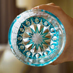 Handcrafted Edo Kiriko Aokiku whisky glass, Japanese cut crystal tumbler by Viko