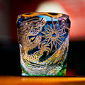 Handcrafted Edo Kiriko Kinryu whisky glass, Japanese cut crystal tumbler by Viko