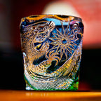 Handcrafted Edo Kiriko Kinryu whisky glass, Japanese cut crystal tumbler by Viko