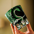 Handcrafted Edo Kiriko Green Serpent whisky glass, Japanese cut crystal tumbler by Viko