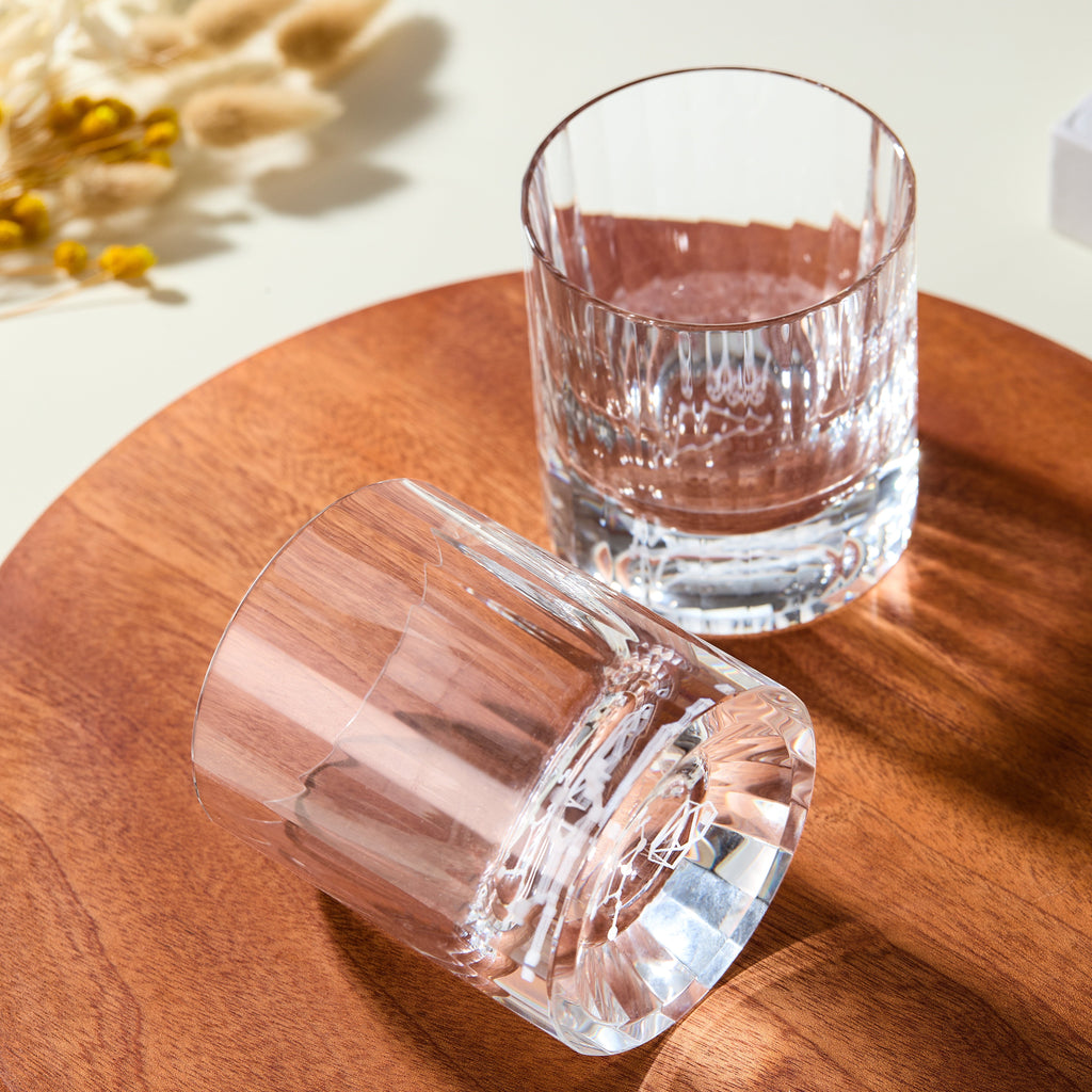 Handcrafted Edo Kiriko Zodiac Constellation whisky glass, Japanese cut crystal tumbler by Viko