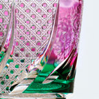 Handcrafted Edo Kiriko Sakura Nami whisky glass, Japanese cut crystal tumbler by Viko