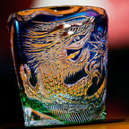 Handcrafted Edo Kiriko Kinryu whisky glass, Japanese cut crystal tumbler by Viko