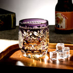 Handcrafted Edo Kiriko Seika Kasane whisky glass, Japanese cut crystal tumbler by Viko