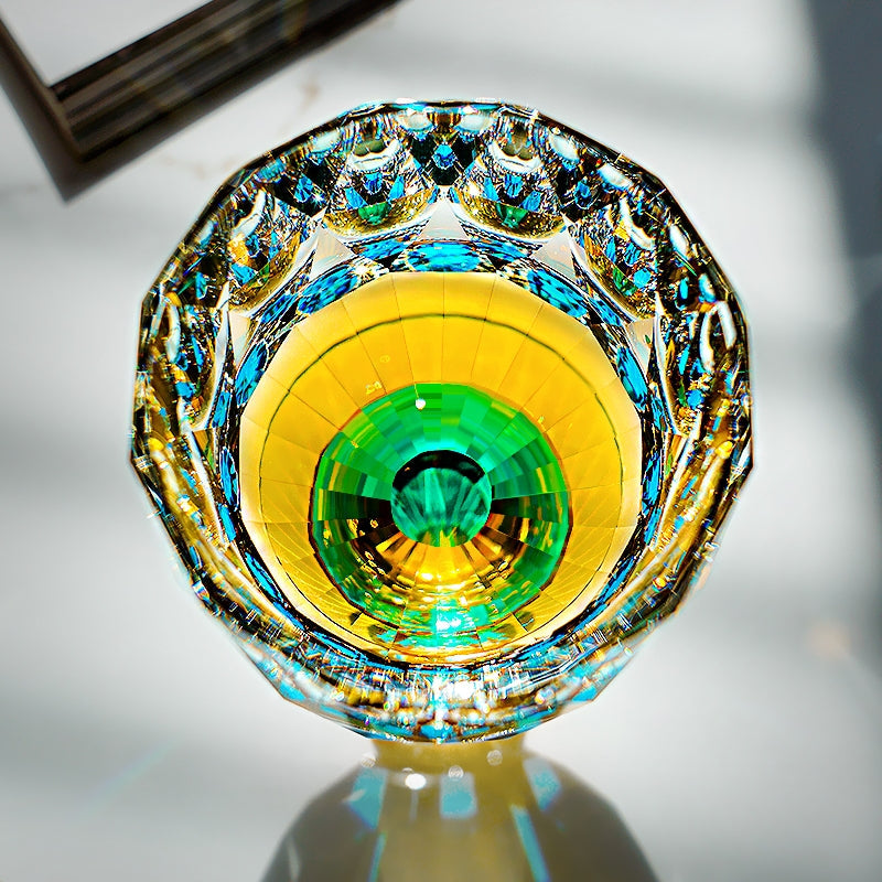 Handcrafted Edo Kiriko Crystal Prism whisky glass, Japanese cut crystal tumbler by Viko