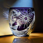 Handcrafted Edo Kiriko Majestic Dragon whisky glass, Japanese cut crystal tumbler by Viko