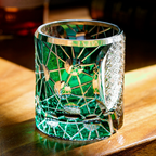 Handcrafted Edo Kiriko Night Jewel whisky glass, Japanese cut crystal tumbler by Viko