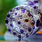 Handcrafted Edo Kiriko Violet Kohana Blossom whisky glass, Japanese cut crystal tumbler by Viko