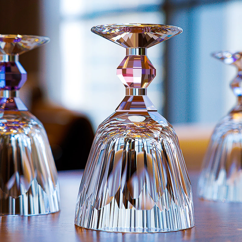 Handcrafted Edo Kiriko Crystal Prism wine glass, Japanese cut crystal stemware by Viko