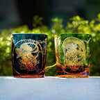 Handcrafted Edo Kiriko Fujin whisky glass, Japanese cut crystal tumbler by Viko