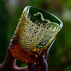 Handcrafted Edo Kiriko Fujin whisky glass, Japanese cut crystal tumbler by Viko