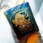 Handcrafted Edo Kiriko Raijin whisky glass, Japanese cut crystal tumbler by Viko