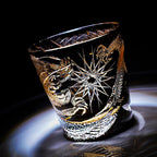 Handcrafted Edo Kiriko Soaring Dragon whisky glass, Japanese cut crystal tumbler by Viko