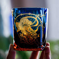 Handcrafted Edo Kiriko Raijin whisky glass, Japanese cut crystal tumbler by Viko